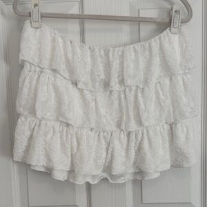 Outcast NWT Sylvia White Ruffled Lace Mini Skirt Size XL